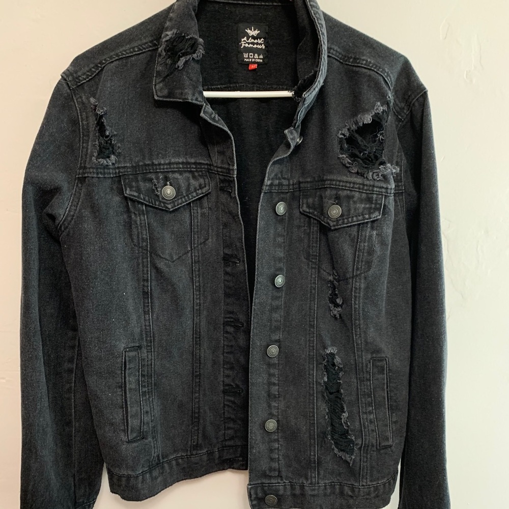 Almost Famous Black Ripped Denim Jacket